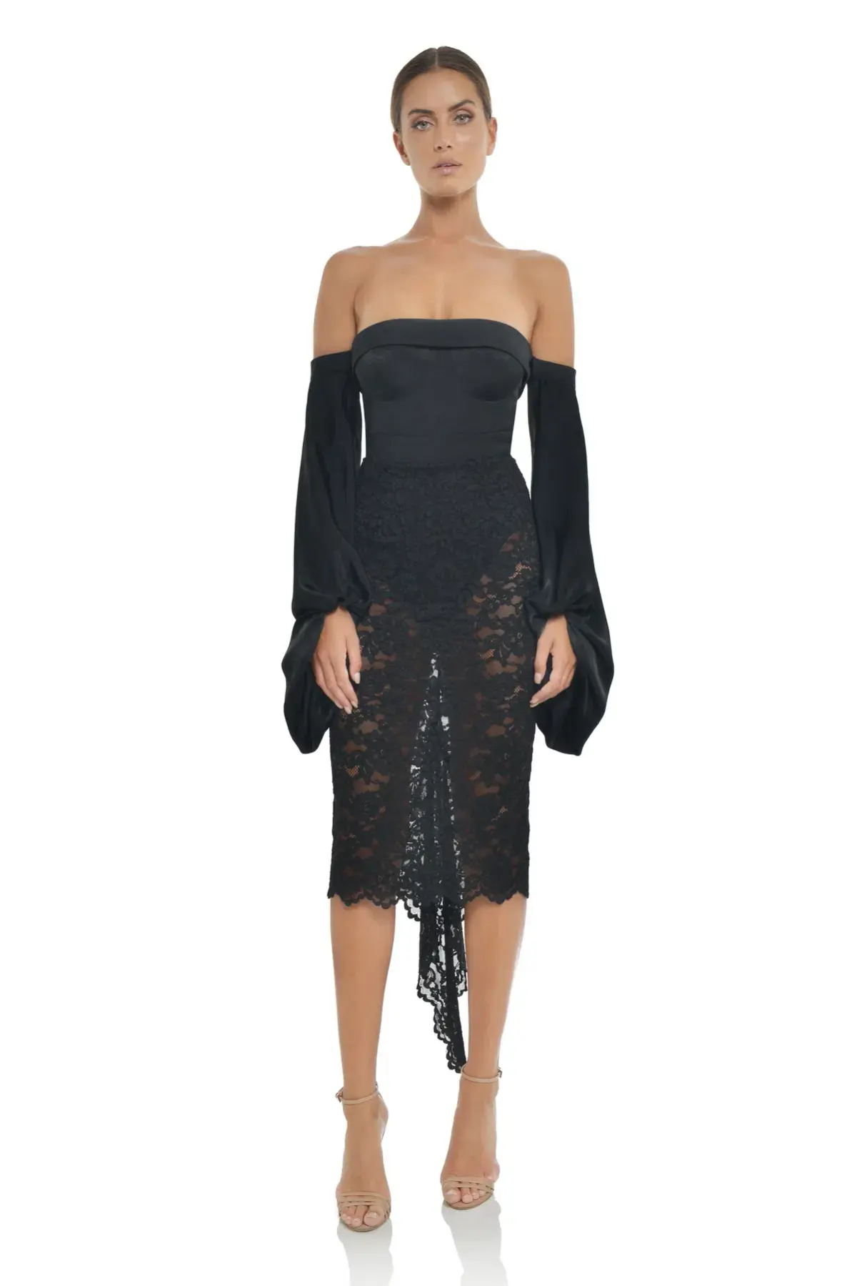 MISHA Cleo Midi Dress Black Size 8 - Image 1