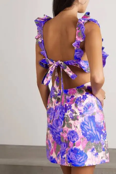 Zimmermann High Tide Mini Dress Purple Ikat Size 2 / Au 12 - Image 4