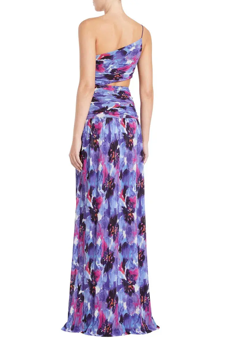 Rebecca Vallance Purple Rain Floral One Shoulder Gown Print Size 8 - Image 3