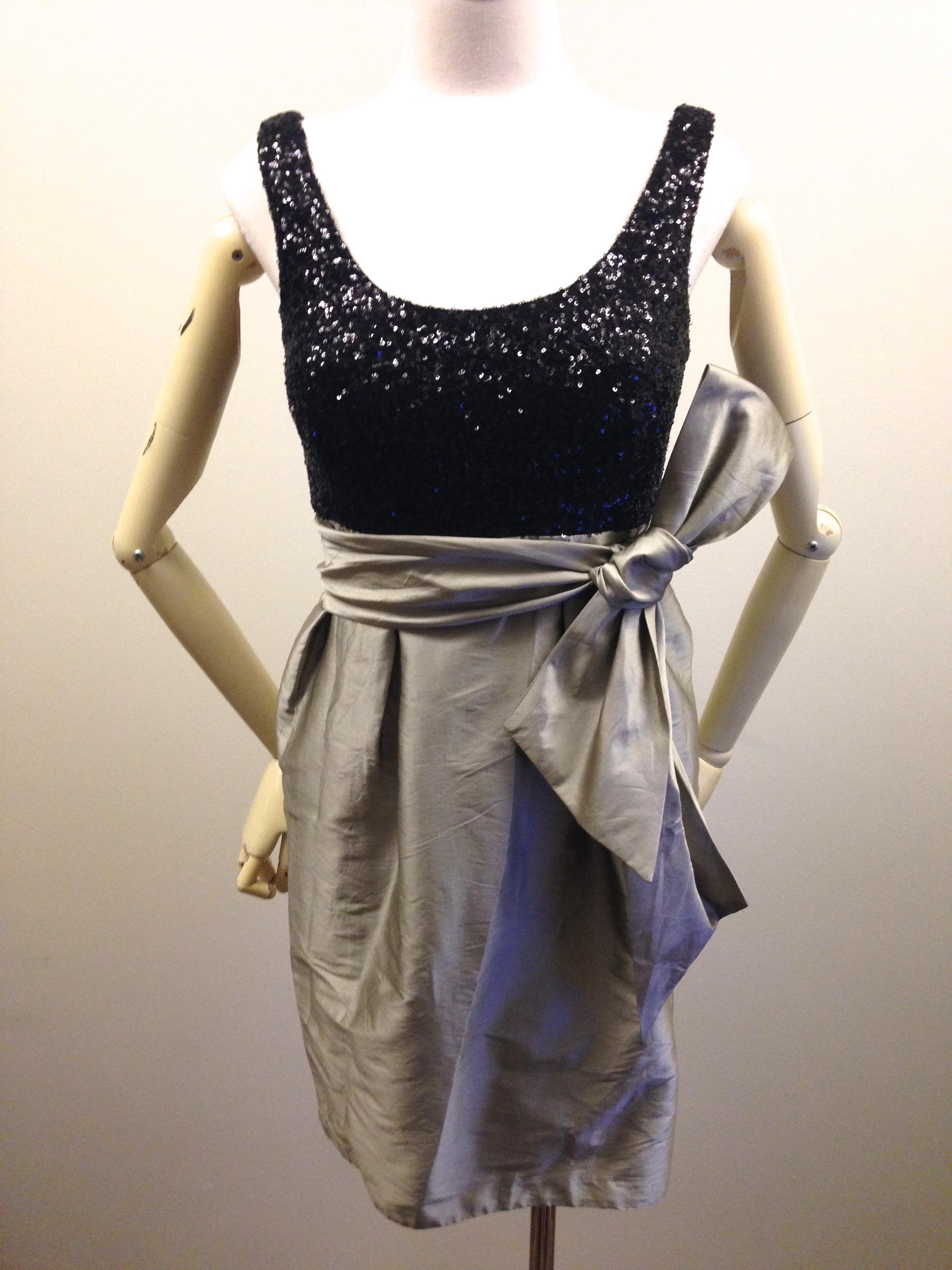 Matthew Eager Sequined Dress Taffeta silver skirt Size 10 For Race wear, formal, cocktails - Image 1