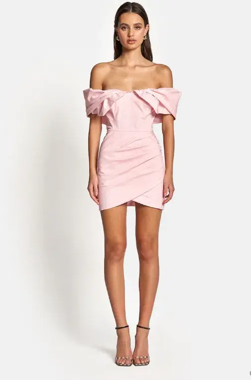 Sofia The Label Hailey Off Shoulder Mini Dress Baby Pink Size 8 - Image 1