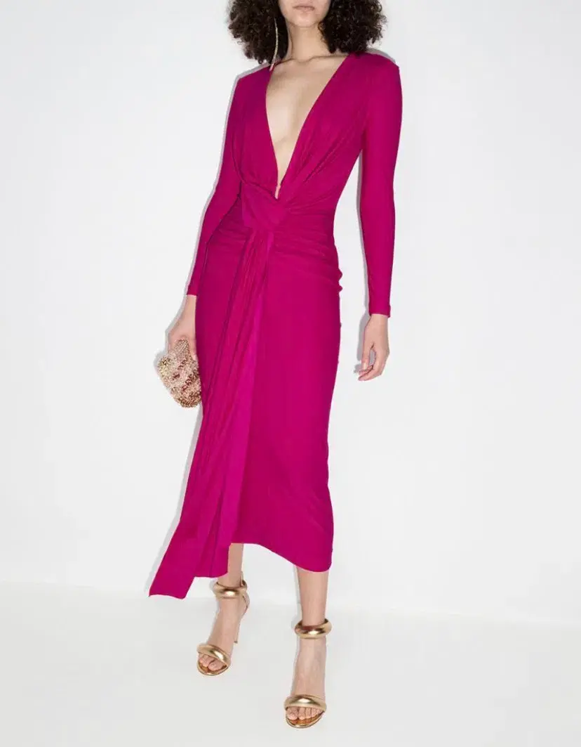 Solace London Lorena Midi Dress Barbie Pink Size 8 / S - Image 1
