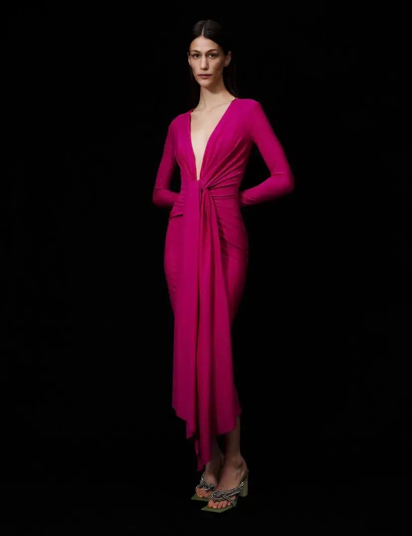 Solace London Lorena Midi Dress Barbie Pink Size 8 / S - Image 2