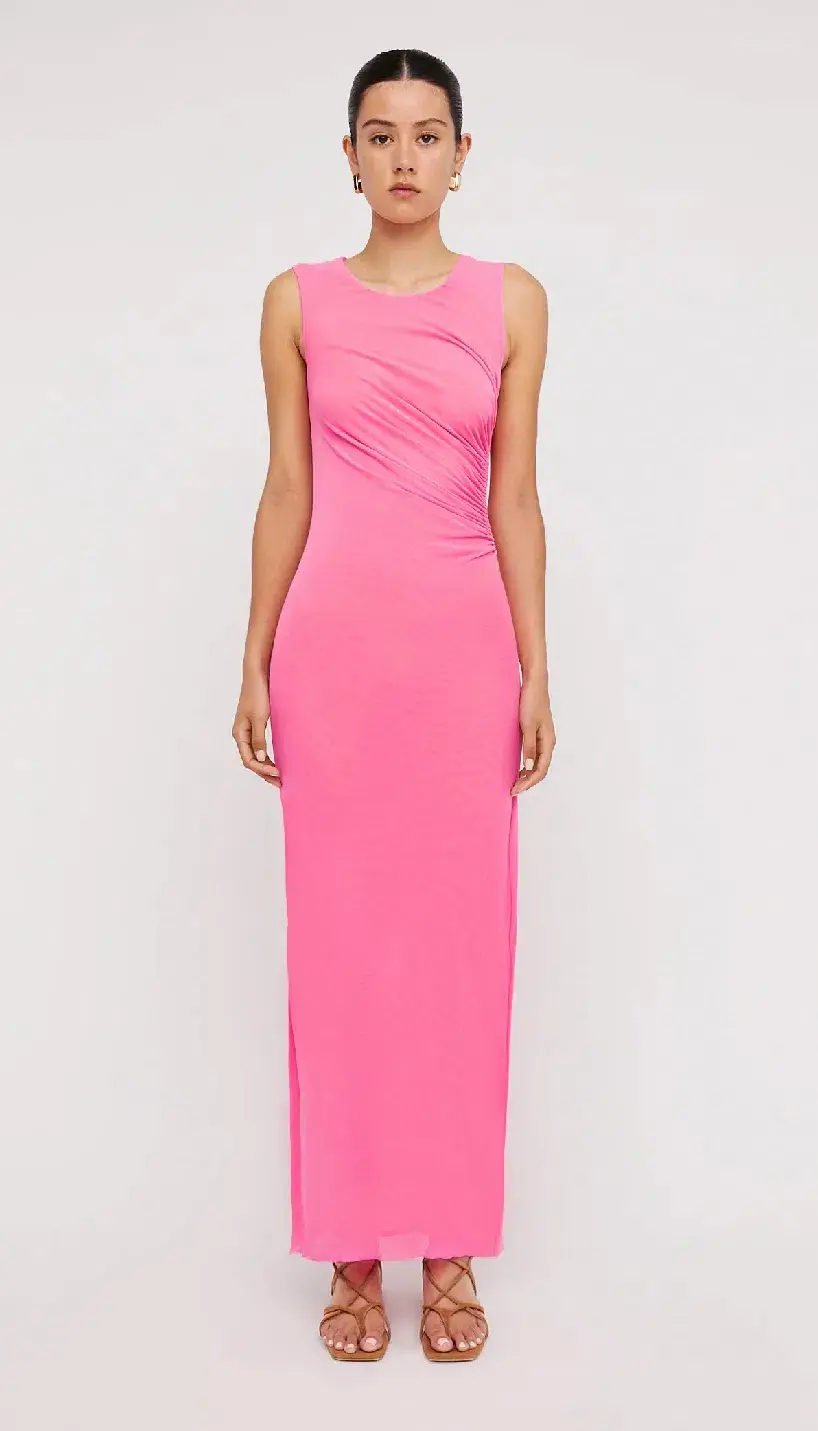 Scanlan Theodore Italian Mesh Gathered Dress Pink Size 6 / XS - Image 1