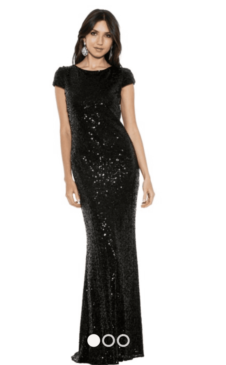 Langhem Black Sequin Gown size 6 - Image 1