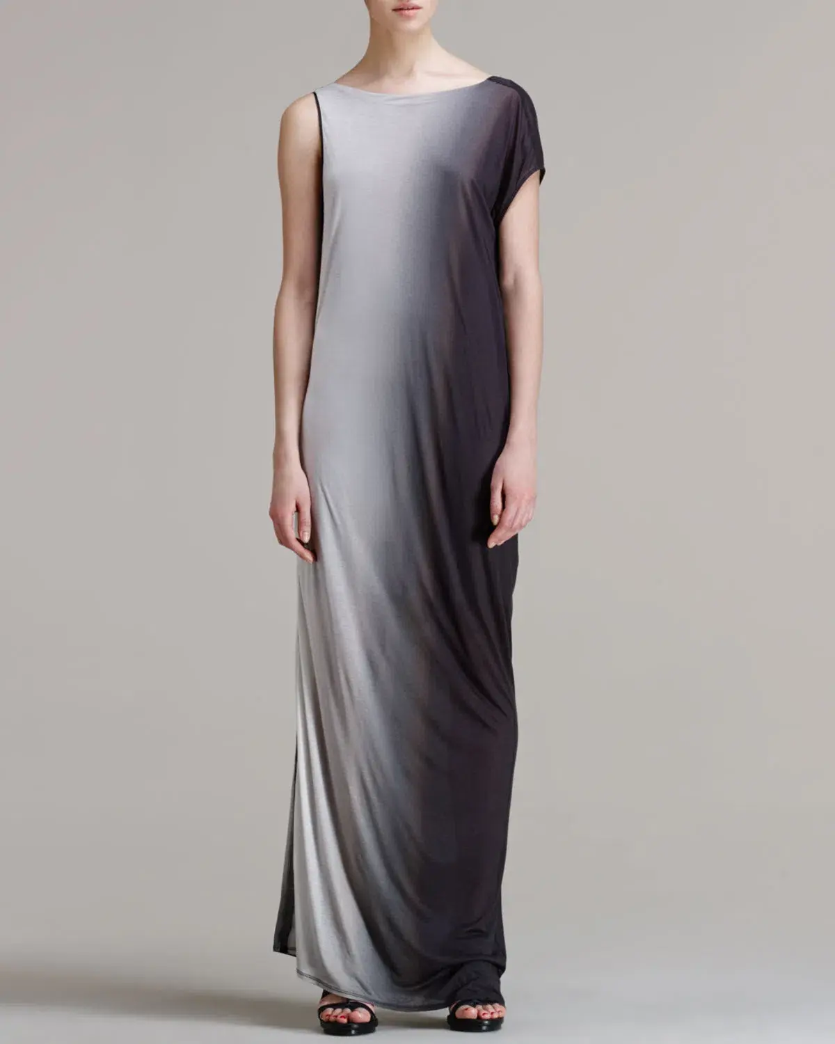 Helmut Lang Shadow Ombré Jersey Maxi Dress Grey Size S / Au 8 - Image 1