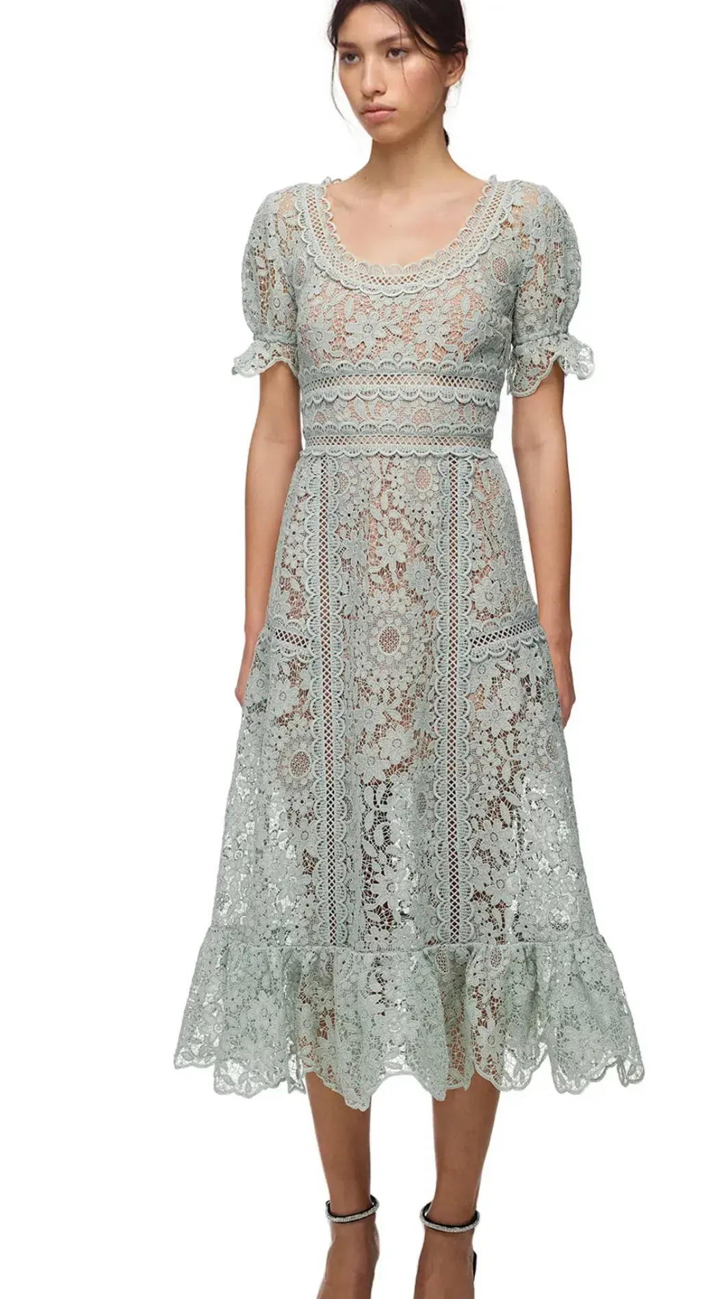 Self Portrait Guipure Lace Midi in Pistachio Size 14 - Image 1
