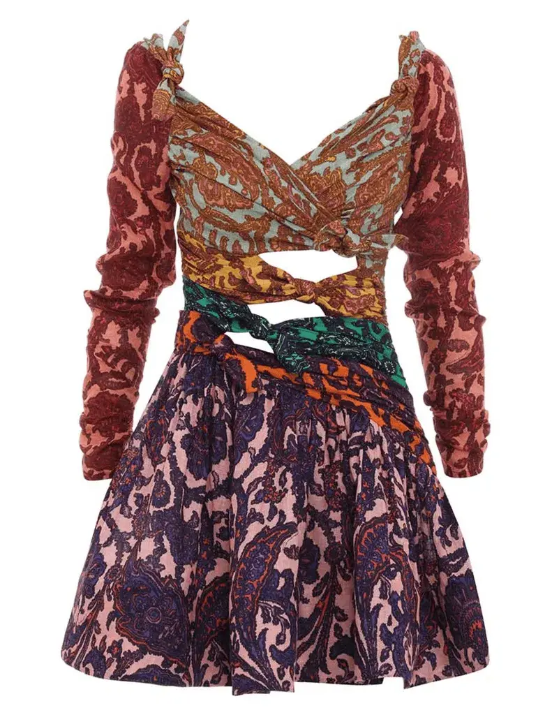 Zimmermann Tiggy Bow Mini Dress Multi Size 1/Au 10 for rent on The Volte - main image