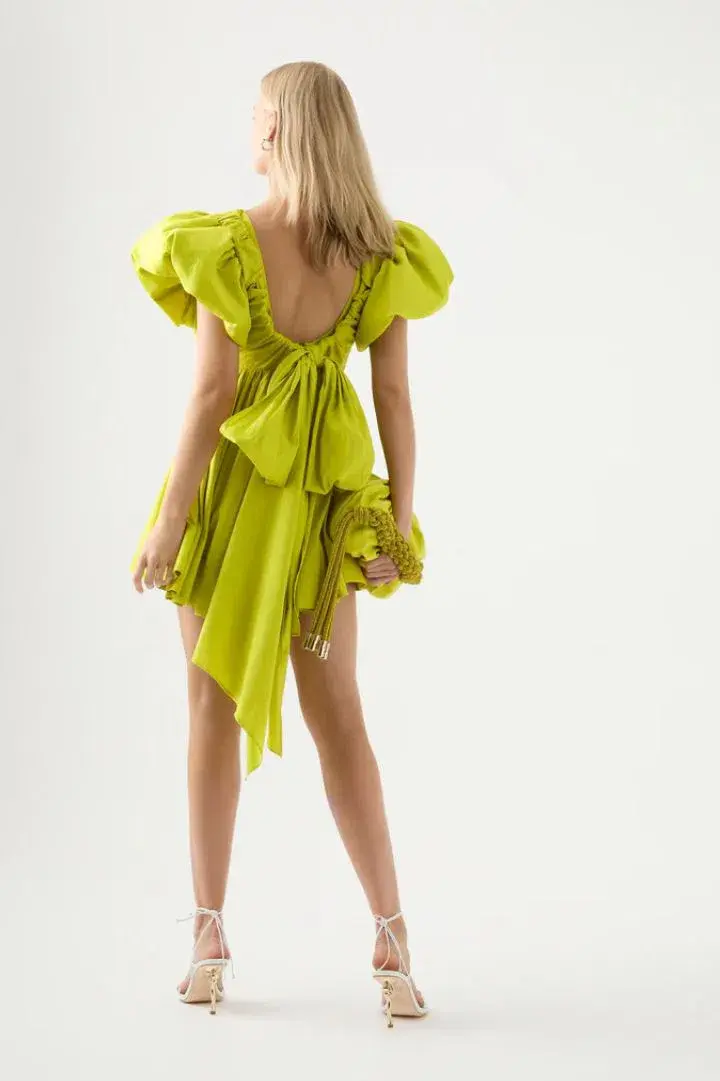 Aje Gretta Bow Back Mini Dress Green Size 6 / XS - Image 3