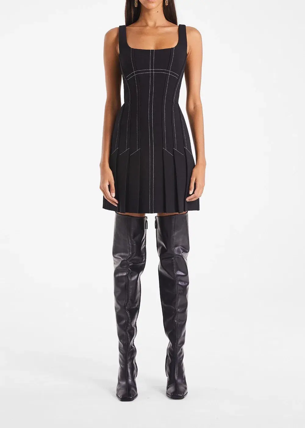 Dion Lee Corset Pleat Mini Dress Black Size 4 for rent on The Volte - main image