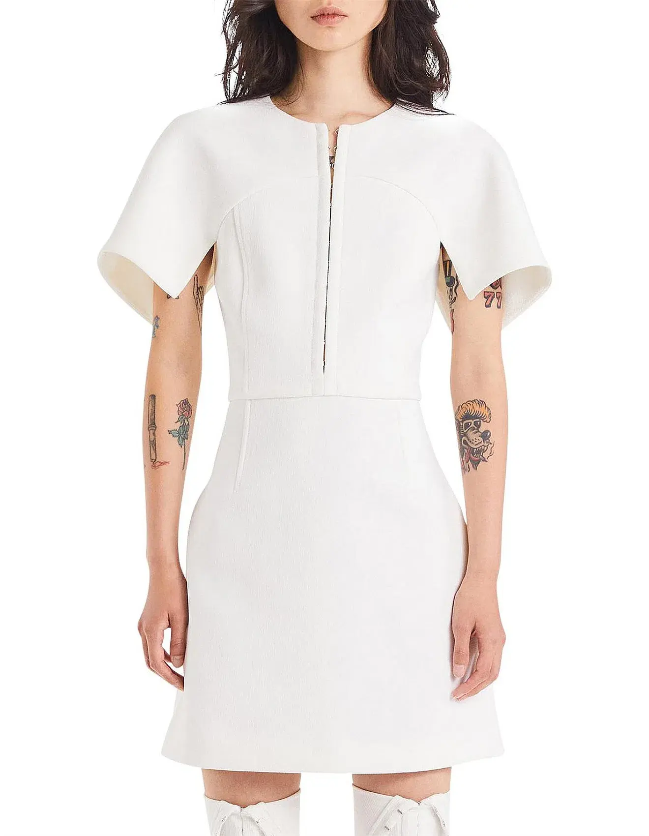 Dion Lee Hook and Eye Crepe Mini Dress White Size 6 - Image 1