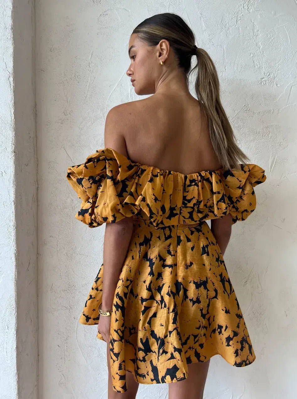 Acler York Mini Dress in Night Garden Print Size 8 for rent on The Volte - main image