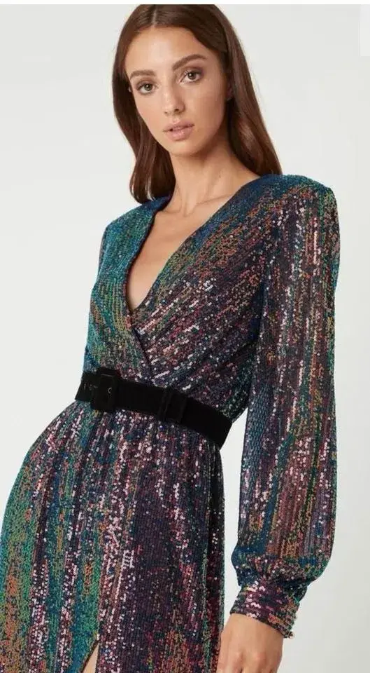 Rebecca Vallance Roxbury Midi Dress Sequin Size 6 - Image 2