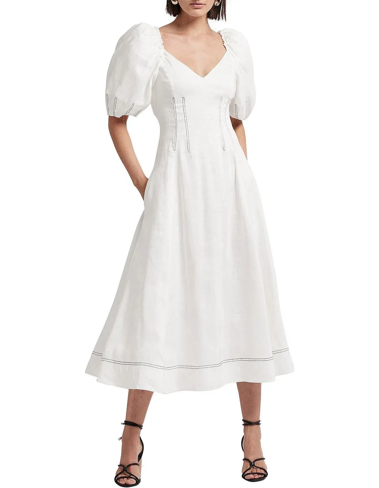 Aje Harmony Midi Dress White Size 8 - Image 1