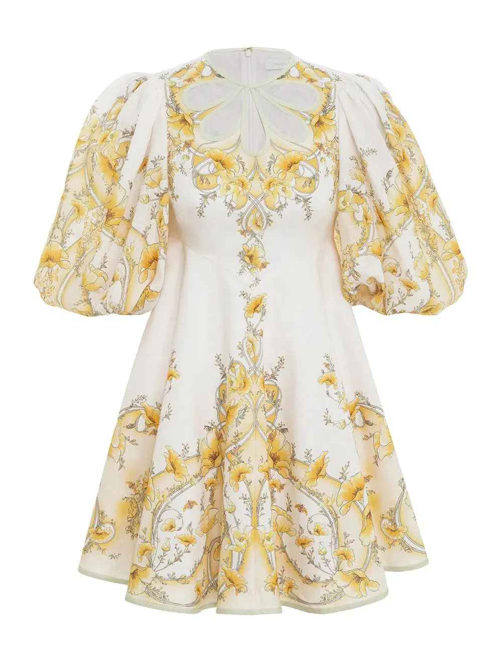 Zimmermann Jeannie Keyhole Mini Dress Yellow Poppy AU12 - Image 1