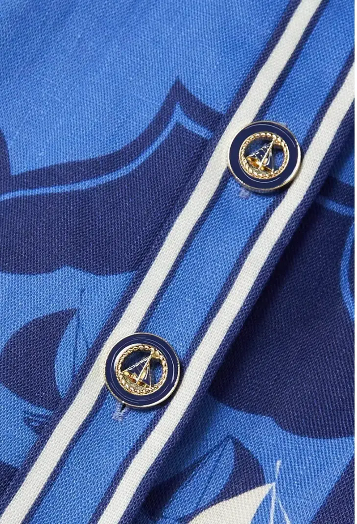 Zimmermann High Tide Mini Shirt Dress Blue Sailboats Size 1 /AU 10 for rent on The Volte - main image