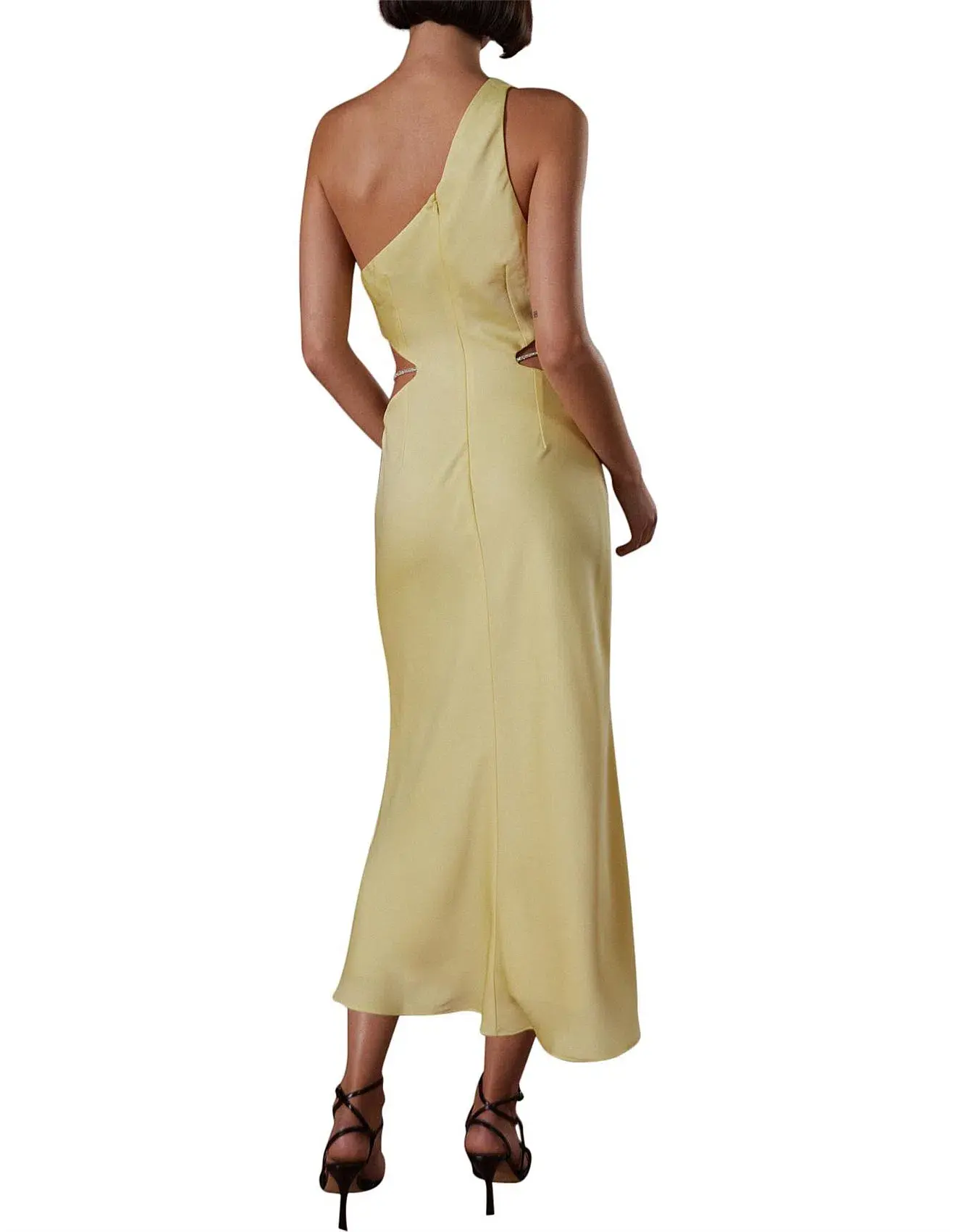 Misha Dimitra Satin Midi Dress Yellow Size AU 10 - Image 2