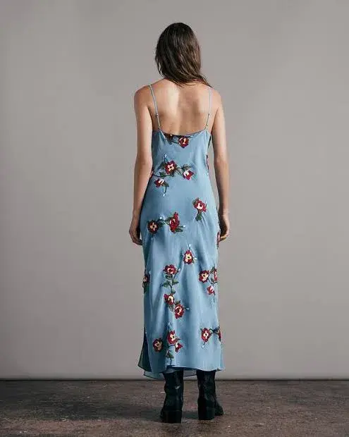 Rag & Bone Jolene Floral Slip Dress Blue Size AU 10 - Image 2