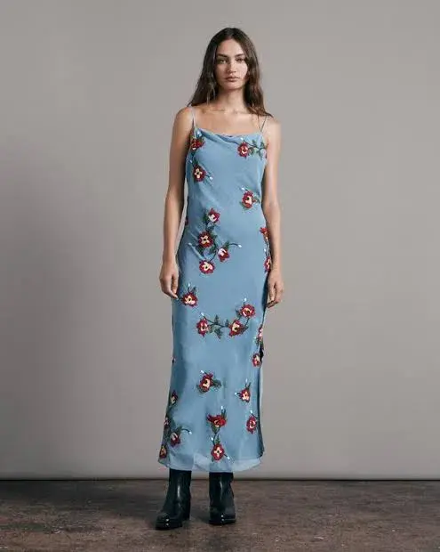 Rag & Bone Jolene Floral Slip Dress Blue Size AU 10 - Image 1