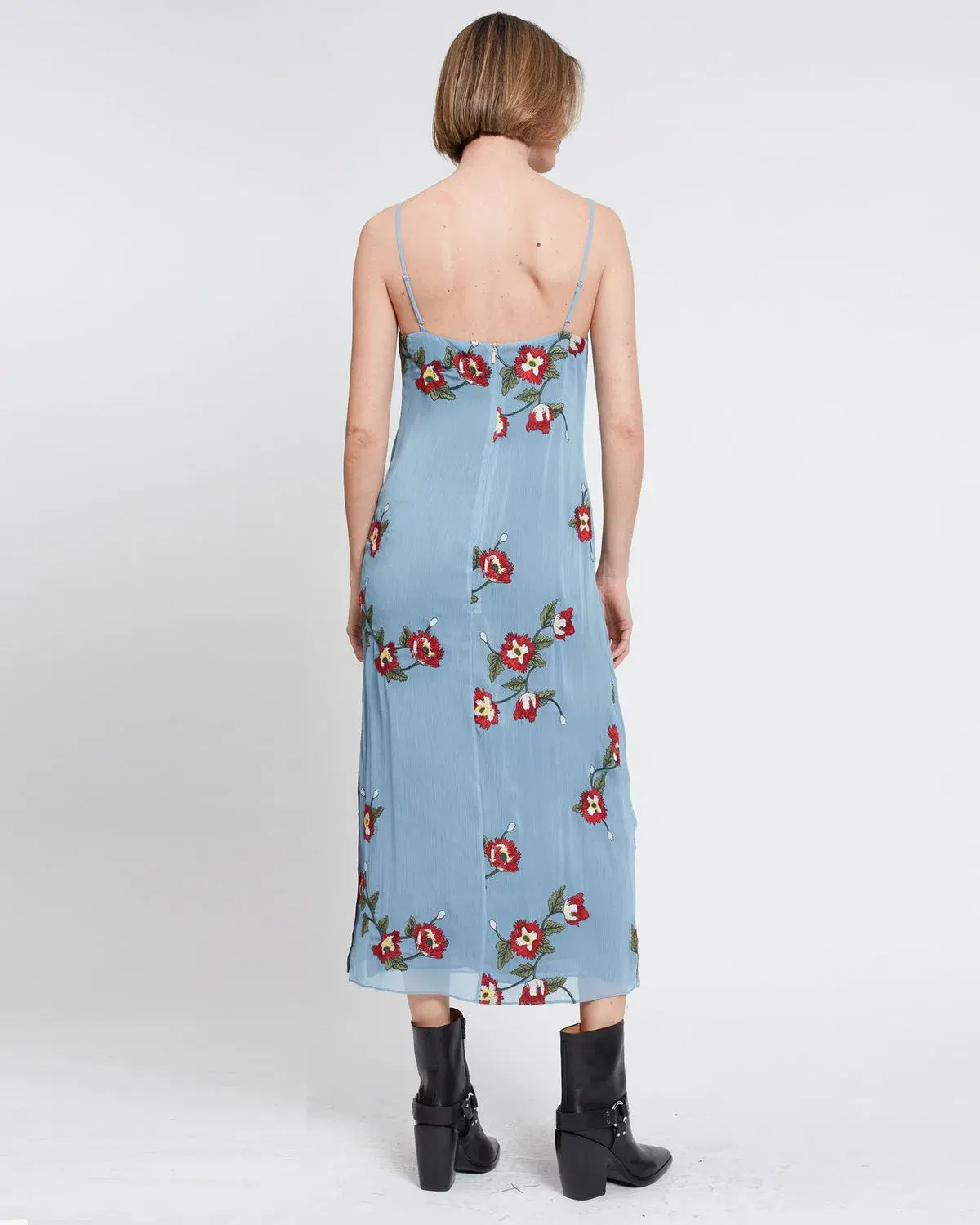 Rag & Bone Jolene Floral Slip Dress Blue Size AU 10 - Image 4