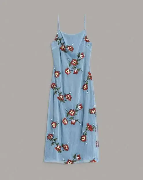 Rag & Bone Jolene Floral Slip Dress Blue Size AU 10 - Image 5