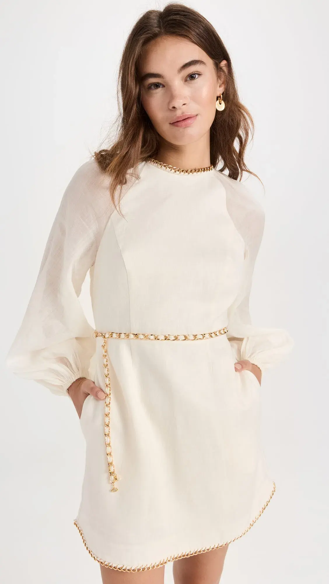 Zimmermann Rouleau Chain Mini Dress Cream Size 2/Au 12 - Image 4