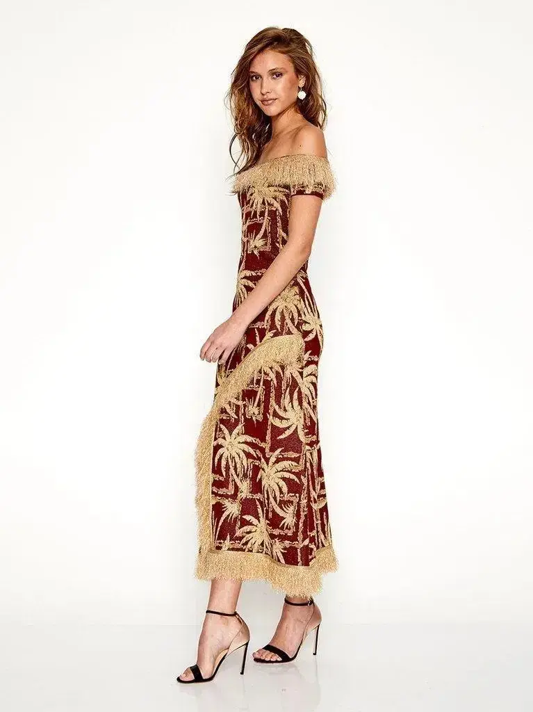 Alice McCall Gold and Red Take me to Paradise midi dress Gold Size AU 6 - Image 1