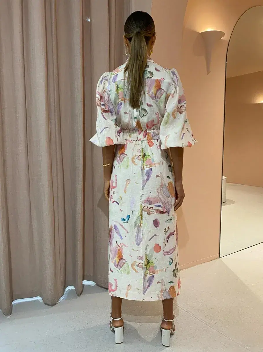 Alemais Annie Shirt dress in rose print White Size AU 6 - Image 2