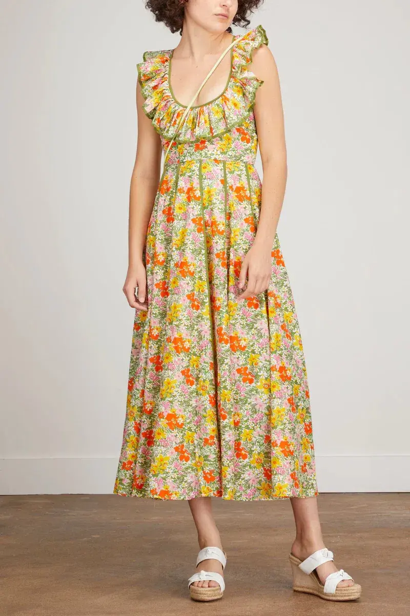 Alemais Cabana Apron Midi Dress Yellow Size AU 8 - Image 1