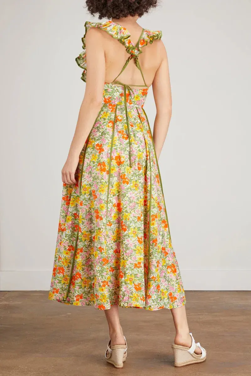 Alemais Cabana Apron Midi Dress Yellow Size AU 8 - Image 2