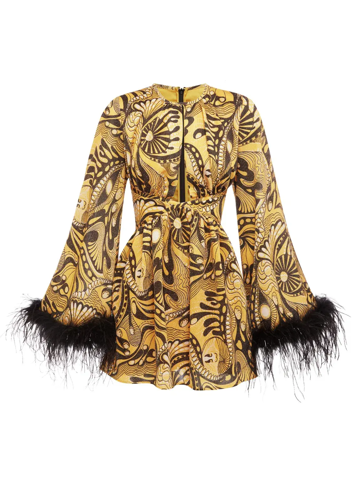 Alice McCall Dust Feather Mini Dress Gold Size 4/ AU 8 - Image 4