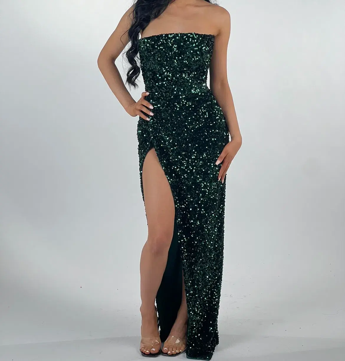 Lia Stublla Sequin Gown Emerald Green Size AU 8 - Image 1