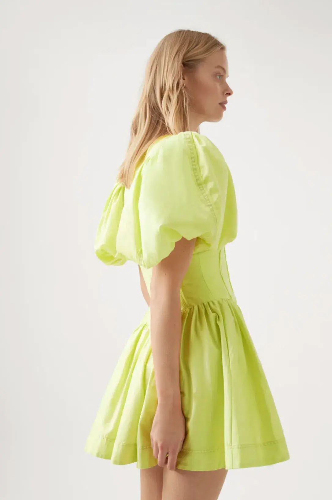 Aje Gianna Puff Sleeve Mini Dress Lemon Yellow Size AU 10 - Image 2