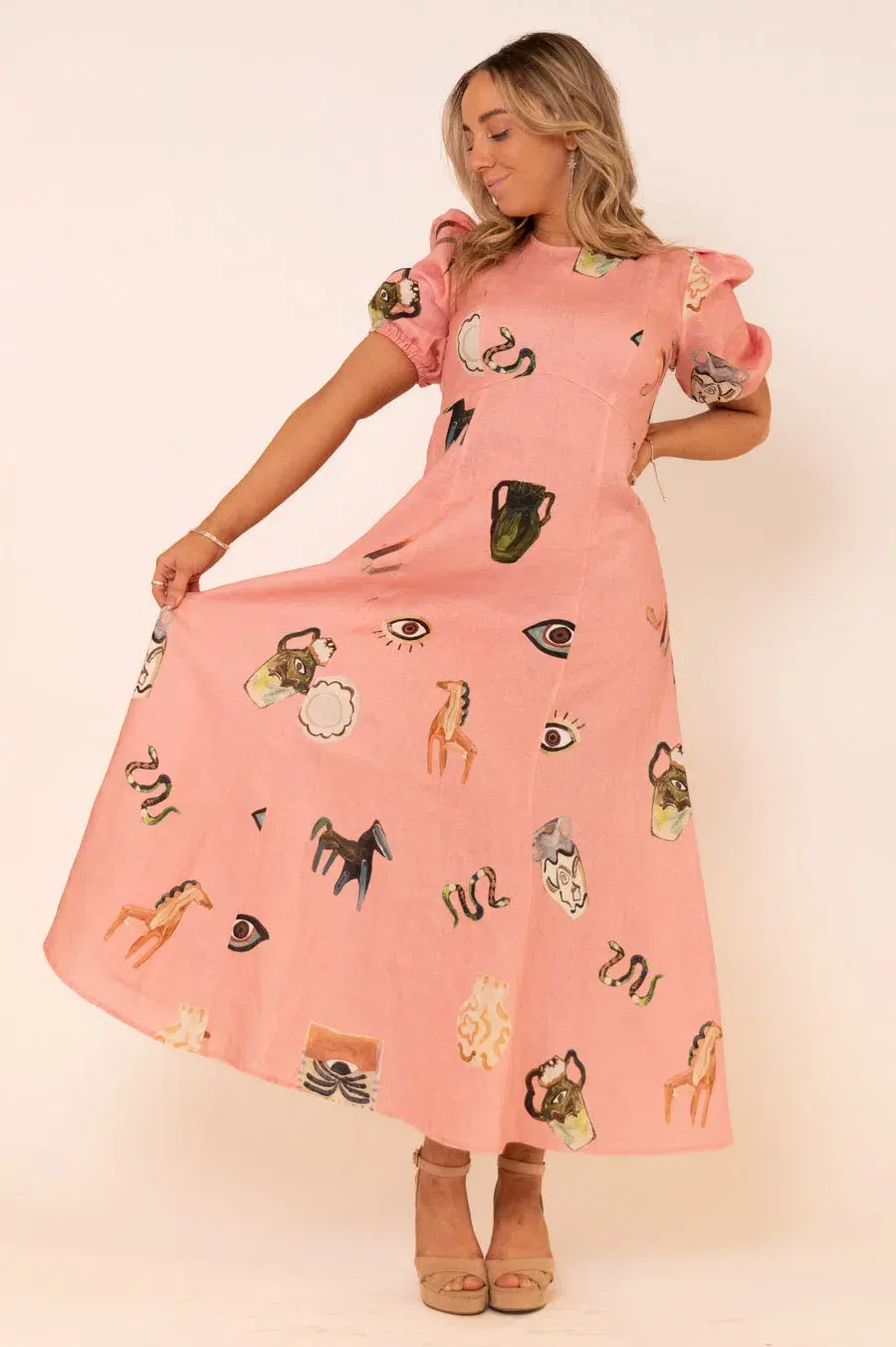 Alemais Cleo Midi Dress Pink Size AU 8 - Image 3