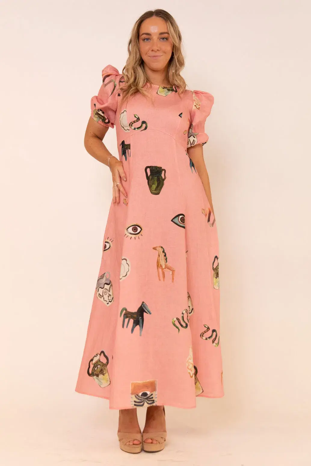 Alemais Cleo Midi Dress Pink Size AU 8 - Image 2