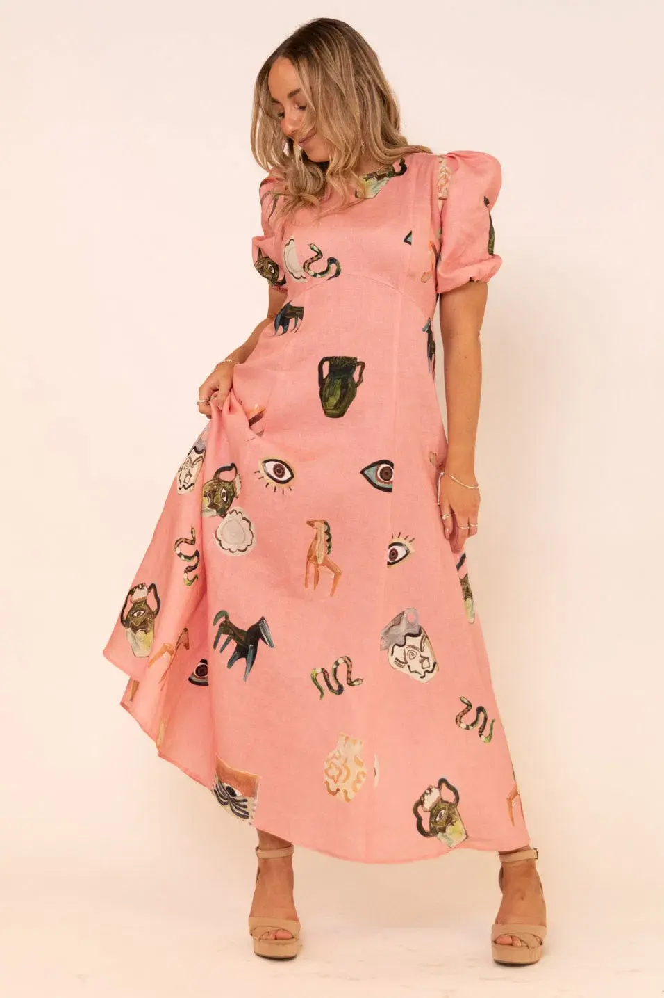 Alemais Cleo Midi Dress Pink Size AU 8 - Image 1