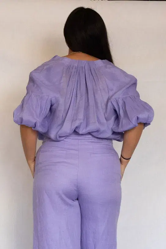 Country Road Tuck Detail Blouse Lilac Size AU 10 - Image 2