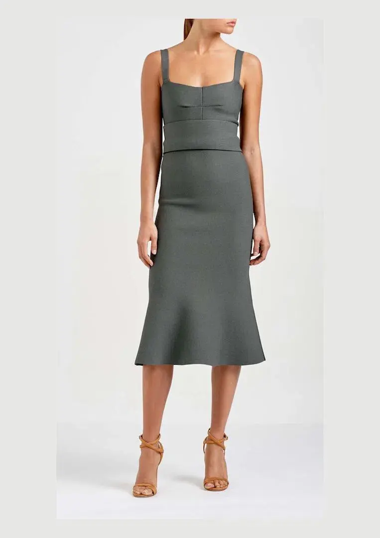 Scanlan Theodore Bralette Dress Safari Green Size AU 8   for rent on The Volte - main image