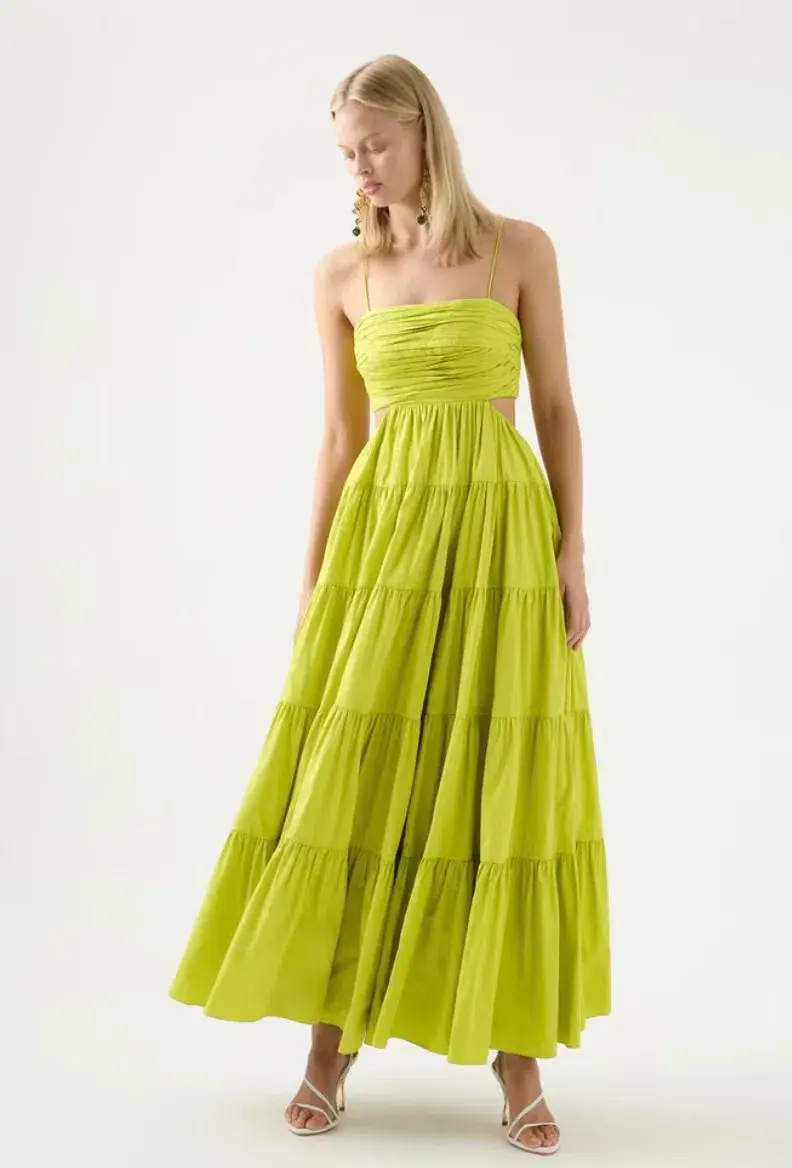 Aje Sartre Tiered Maxi Dress Green Size 12 / L - Image 1