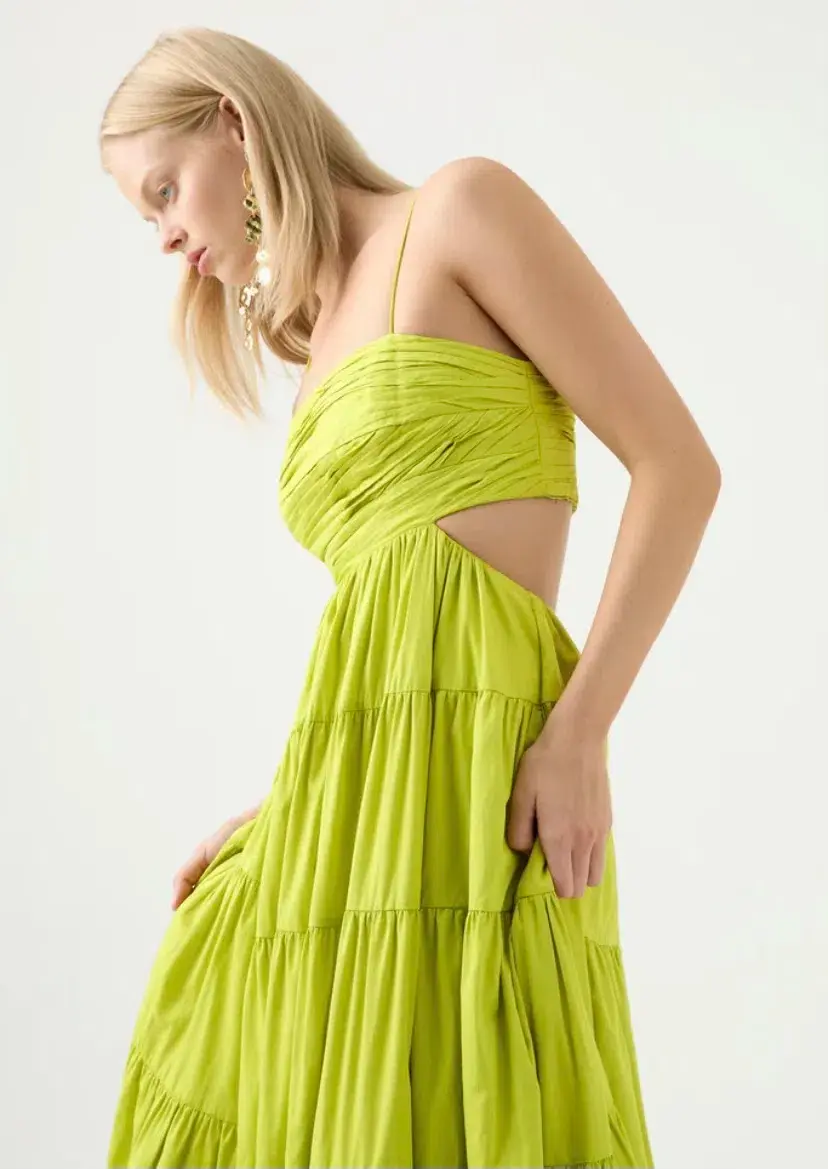 Aje Sartre Tiered Maxi Dress Green Size 12 / L - Image 2