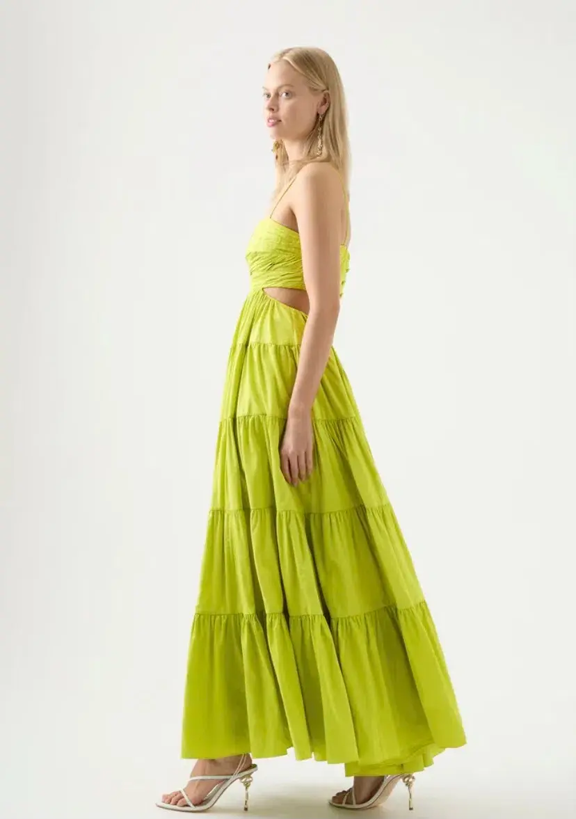 Aje Sartre Tiered Maxi Dress Green Size 12 / L - Image 3