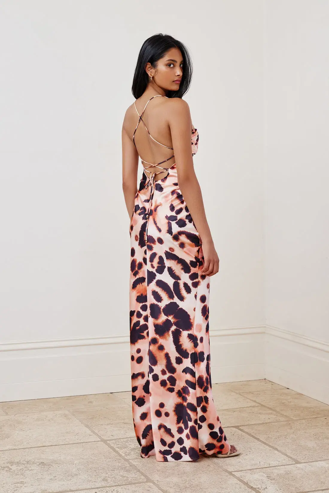 Lexi Scarlet Maxi Dress Leopard Print Size 8 - Image 4