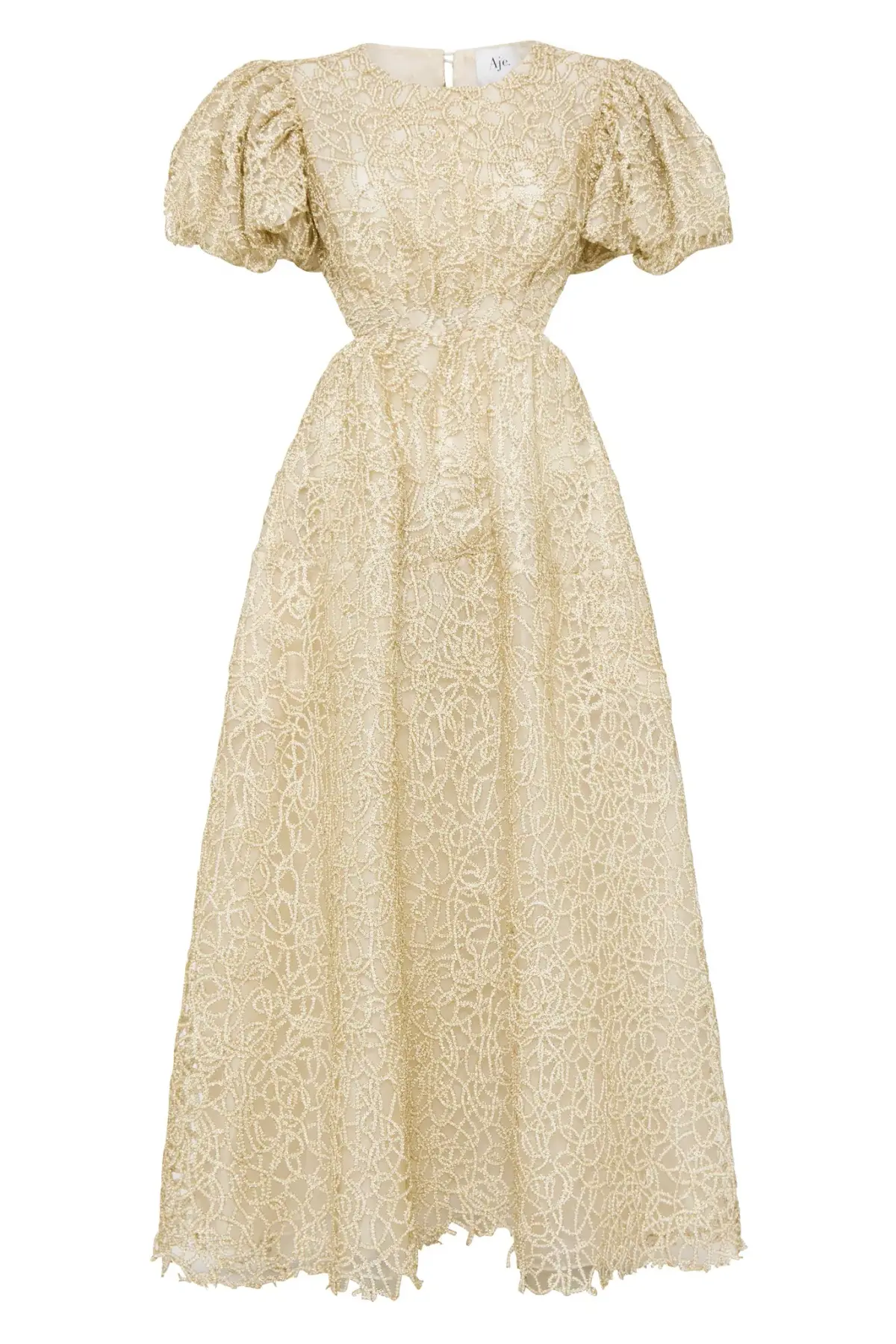Aje Patina Lace Midi Dress Ivory Size 8 / S - Image 5