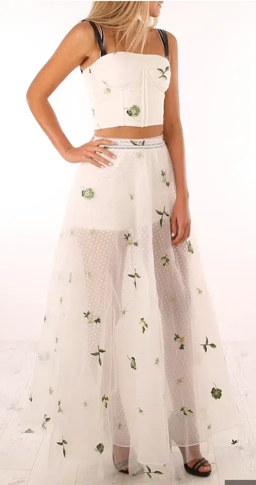 Asilio Love Comes Back Skirt Gardenia White Spring Garden with Top and Shorts Set Size 6 for rent on The Volte - main image