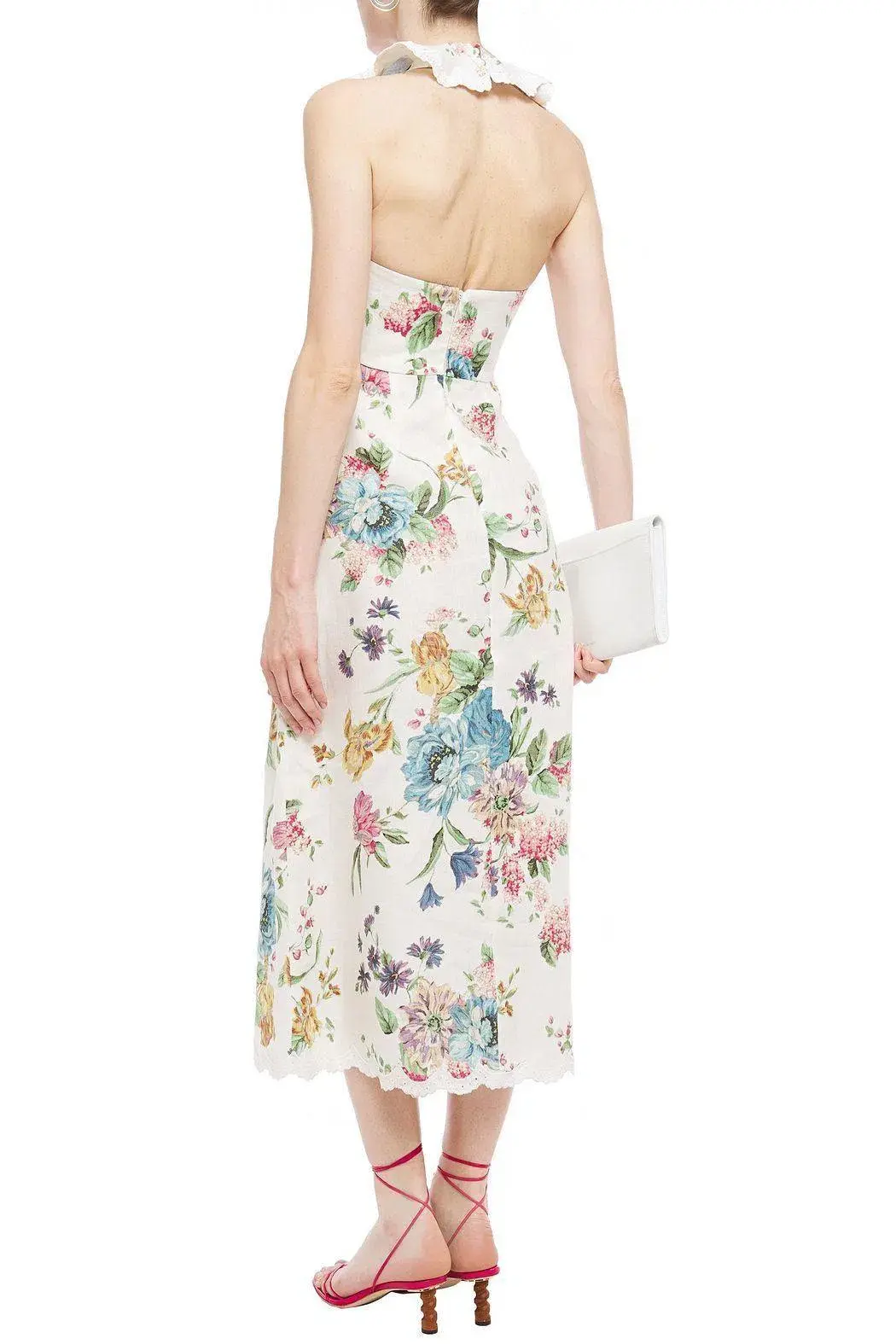 Zimmermann Ninety-Six Cascade Halterneck Cream Floral Midi Dress Floral Size 0/ AU 8 - Image 2
