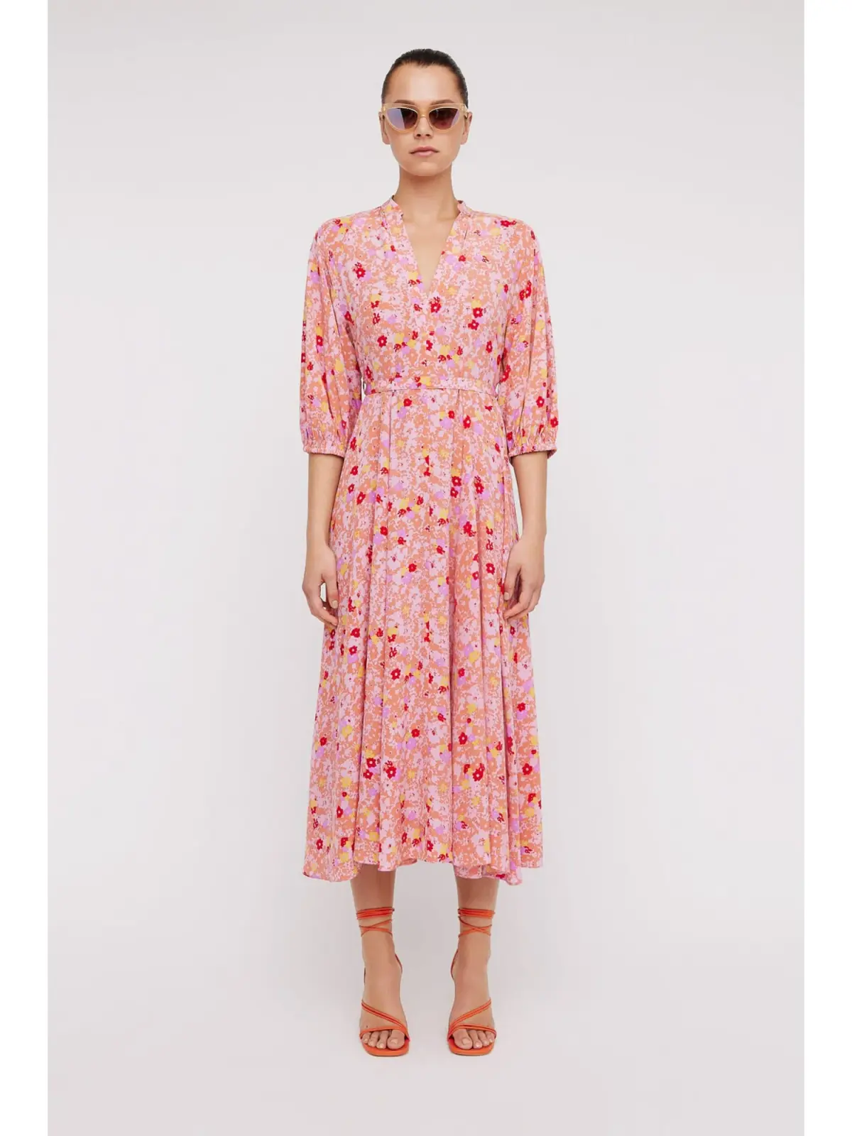 Scanlan Theodore Silk Daisy Floral Dress Peach Size AU 12 - Image 1