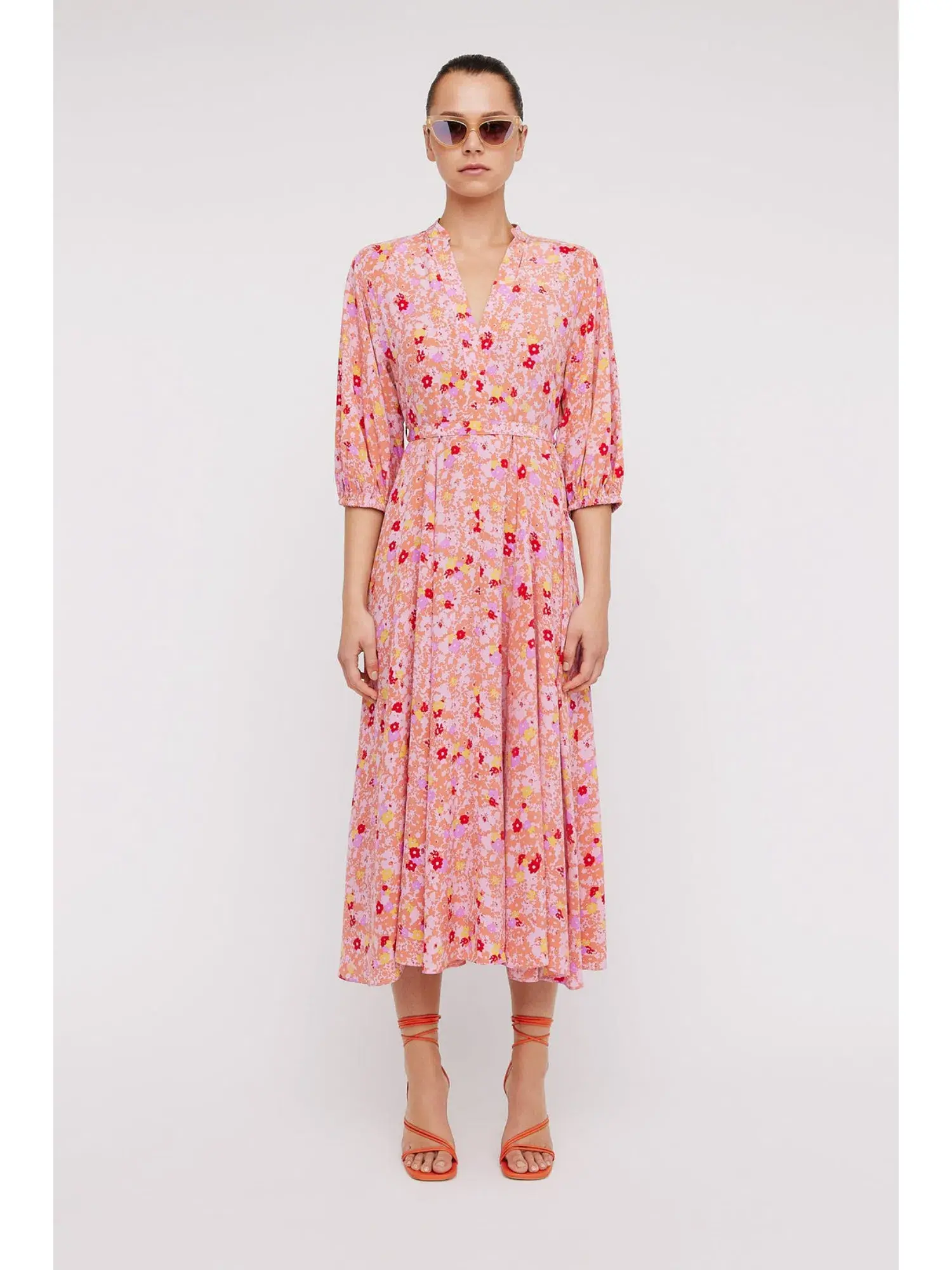 Scanlan Theodore Silk Daisy Floral Dress Peach Size AU 12 - Image 1