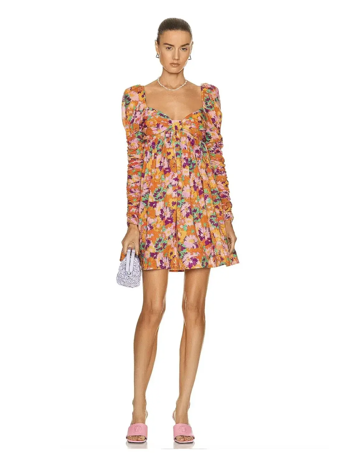 Zimmermann Violet Twist Front Mini Dress Mustard Multi Floral Size 1/Au 10 - Image 1