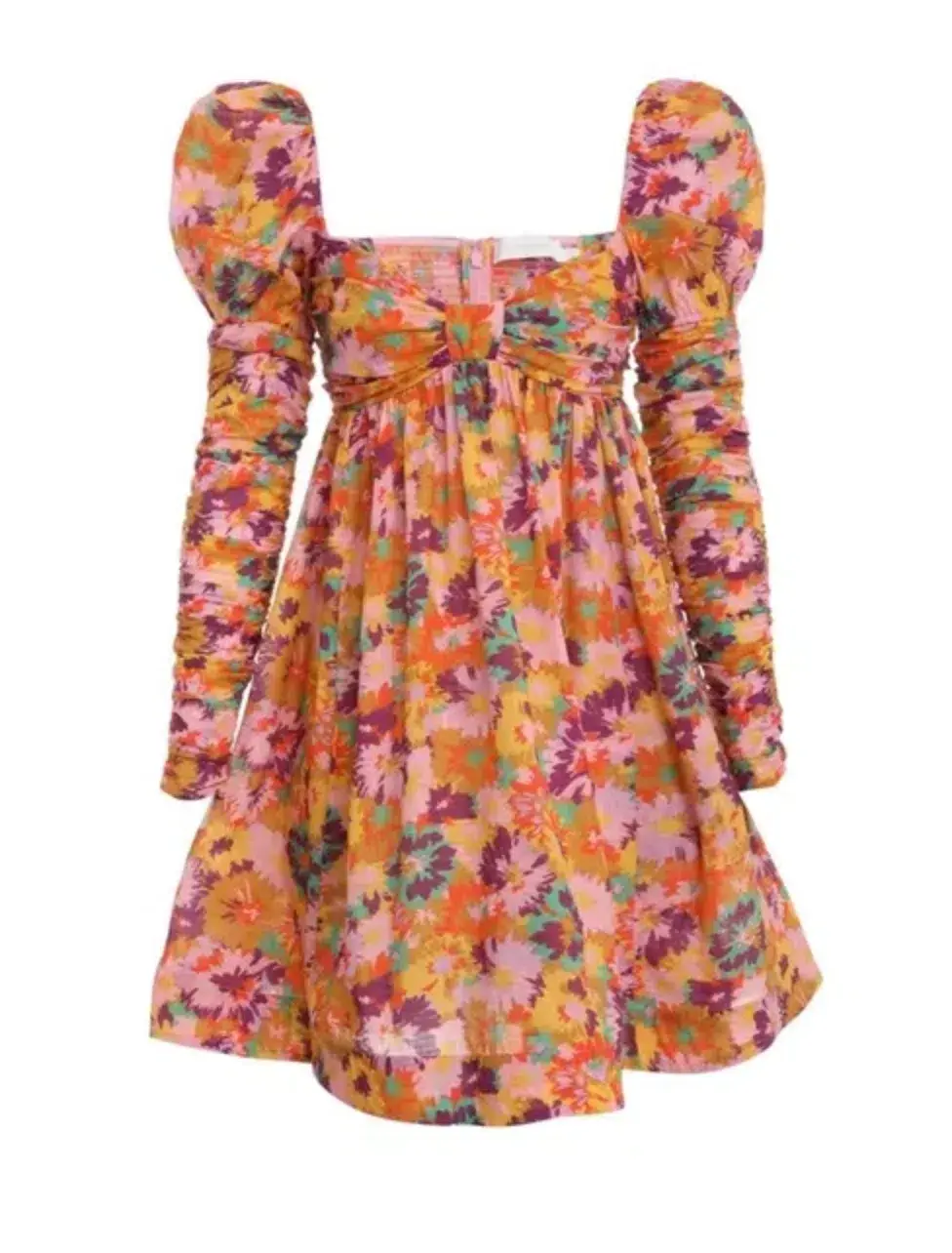 Zimmermann Violet Twist Front Mini Dress Mustard Multi Floral Size 1/Au 10 - Image 3