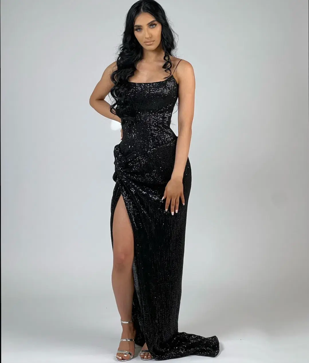 Lia Stublla Black Sequin Gown Size S/AU 8  - Image 3